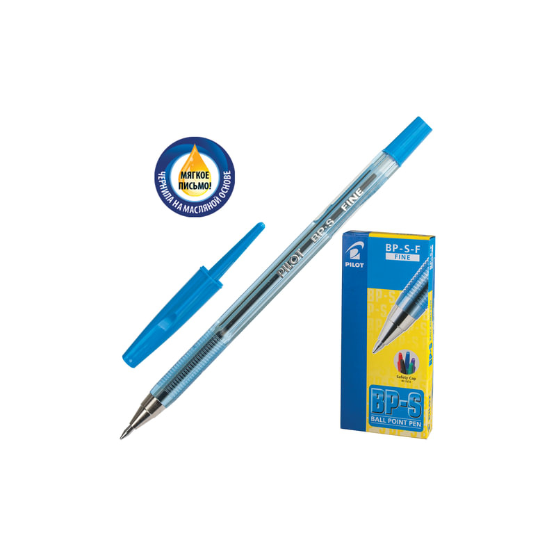 Ручка шариковая масляная Pilot "BP-S", корпус тонированный синий, узел 0,7 мм, линия 0,32 мм, синяя, BP-S-F
