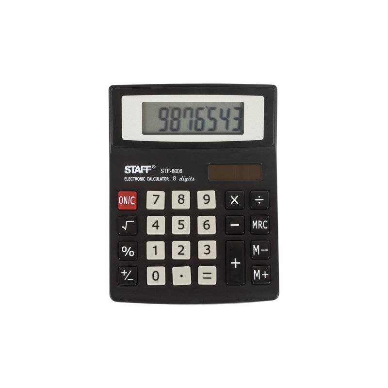 Калькулятор STAFF настольный STF-8008, 8 разрядов, двойное питание, 113х87 мм