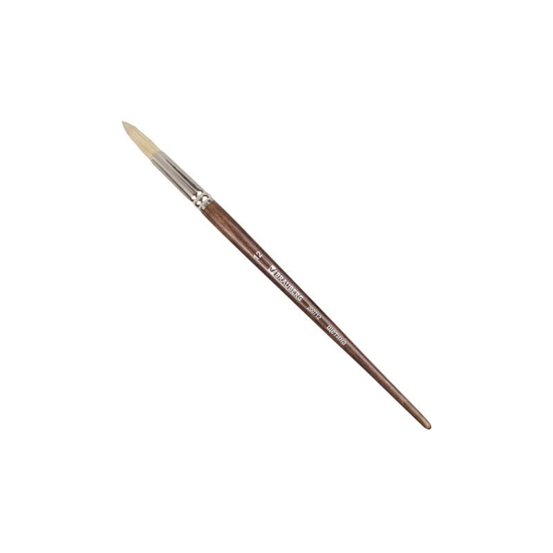 Кисть художественная профессиональная BRAUBERG ART CLASSIC, щетина, круглая, № 12, длинная ручка, 200712
